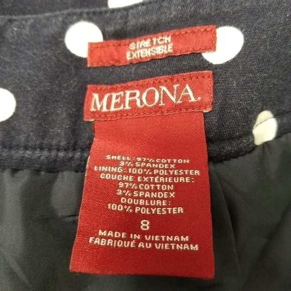 POLKA Dot Blue and White Midi Pencil Skirt Size 8 - Picture 7 of 8